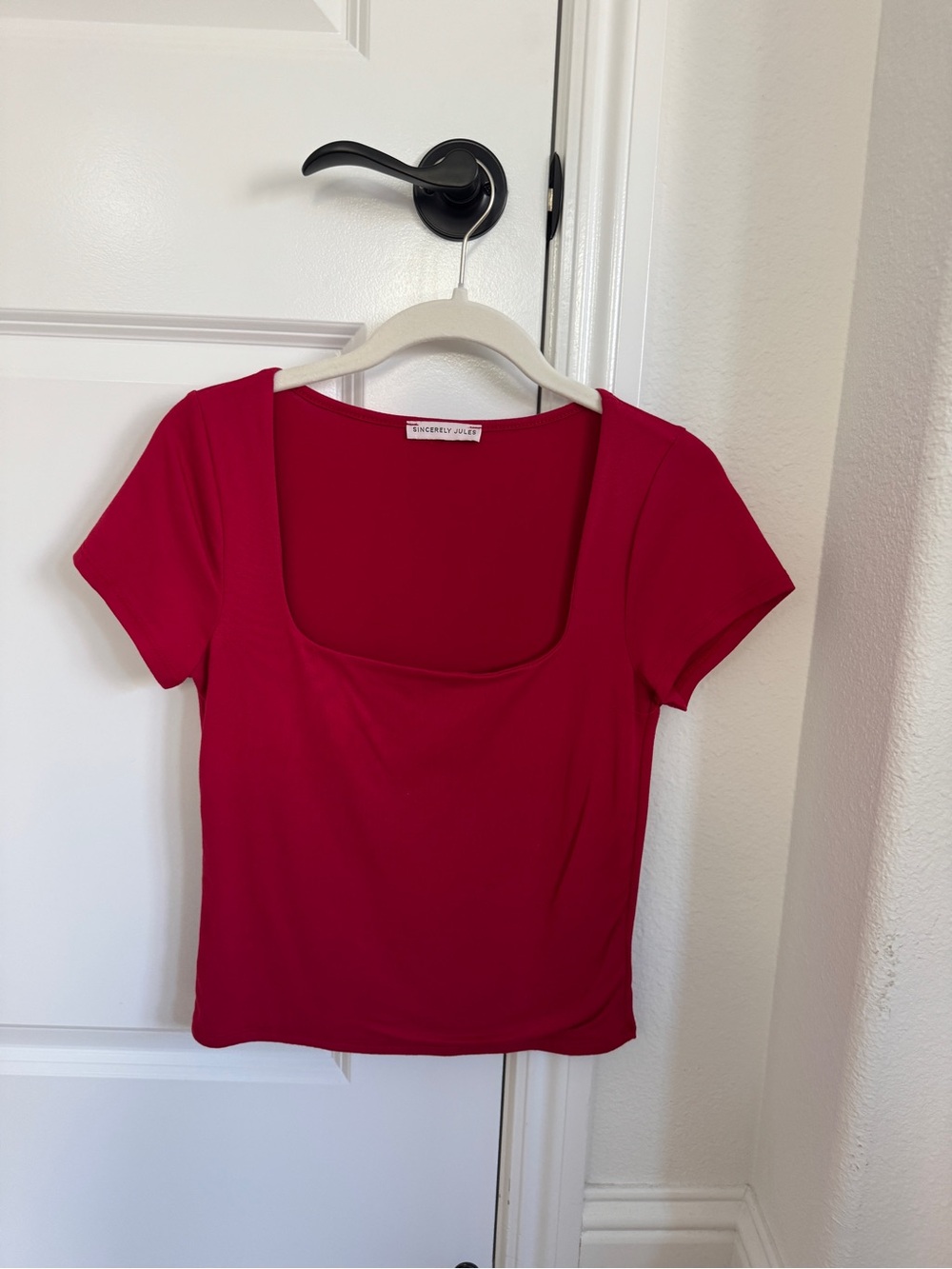 Sincerely Jules Square Neck Short Sleeve Top - Red